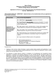 Form DBPR-DDC-214 Application for Permit as an Out-of-State Prescription Drug Wholesale Distributor - Florida