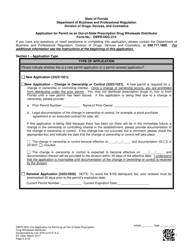 Form DBPR-DDC-214 Application for Permit as an Out-of-State Prescription Drug Wholesale Distributor - Florida, Page 2