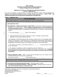 Form DBPR-DDC-213 Application for Permit as a Prescription Drug Wholesale Distributor - Florida, Page 2