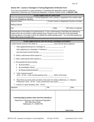 Form DBPR PG4706 Application for Geologist in Training - Florida, Page 10