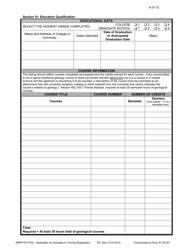 Form DBPR PG4706 Application for Geologist in Training - Florida, Page 6