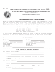 Document preview: Form BPR402 Park Owner Prospectus Filing Statement - Florida