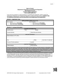 Form DBPR MRS0702 Change of Status Application - Florida, Page 2