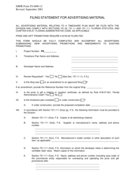 Document preview: DBPR Form TS6000-12 Filing Statement for Advertising Material - Florida