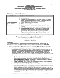 DBPR Form MRS0704 Application for Continuing Education Course Approval or Renewal - Florida