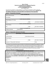 DBPR Form VM13 Change of Responsible Veterinarian - Florida, Page 2