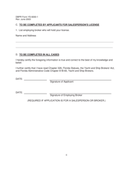 DBPR Form YS6000-1 Application for a Yacht and Ship Employing Broker, Broker or Salesperson&#039;s License - Florida, Page 6