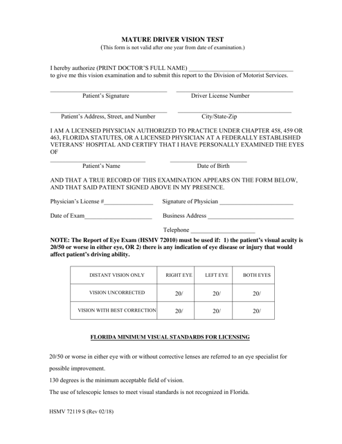 Form HSMV72119  Printable Pdf
