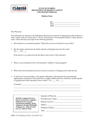Document preview: Form HSMV72118 Diabetes Form - Florida