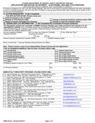 Form HSMV82150 Application and Notice of Interest - Electronic Lien and Title Process - Florida