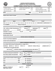 Form HSMV84046 S Curbstoning Investigative Worksheet - Florida