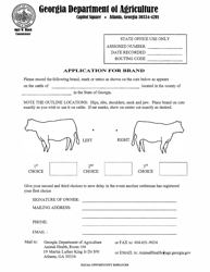 Document preview: Cattle Brand Application - Georgia (United States)