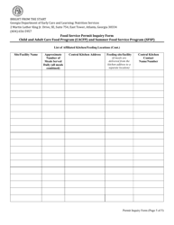 Child and Adult Care Food Program (CACFP) and Summer Food Service Program (Sfsp) Food Service Permit Inquiry Form - Georgia (United States), Page 5