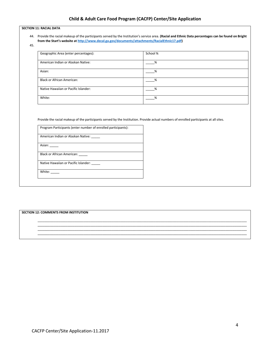 Child  Adult Care Food Program (CACFP) Center / Site Application - Georgia (United States), Page 4