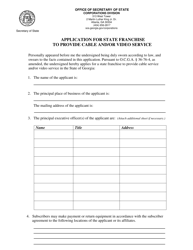 Form GAVFL001 &quot;Application for State Franchise to Provide Cable and/or Video Service&quot; - Georgia (United States)