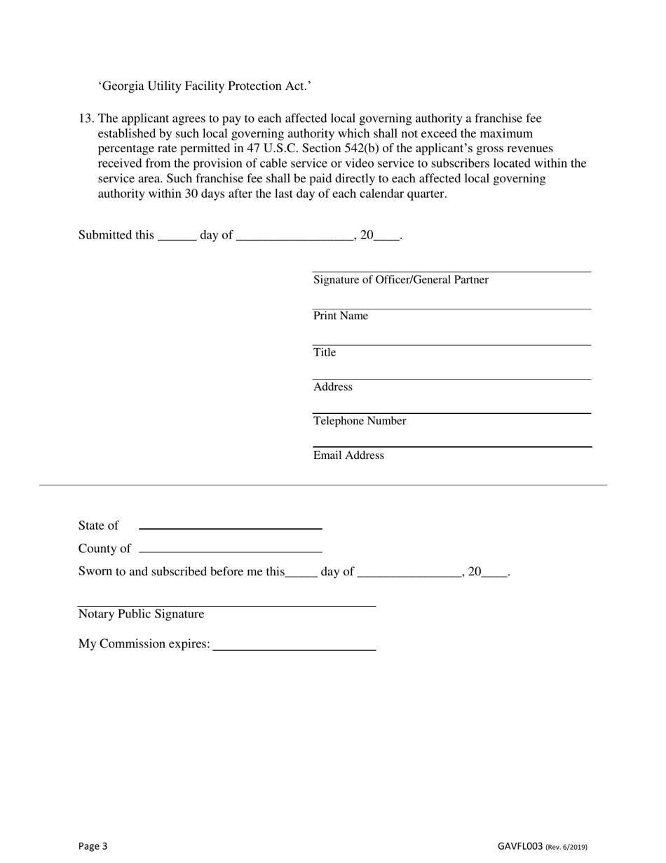 Form GAVFL003 Notice of Transfer of State Franchise - Georgia (United States), Page 3