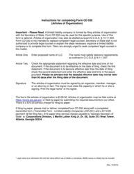 Form CD030 Articles of Organization - Georgia (United States)