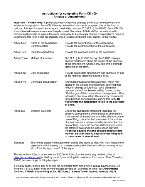 Form CD100  Printable Pdf