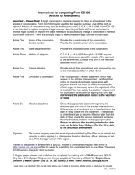 Form CD100 Articles of Amendment of Articles of Incorporation - Georgia (United States)