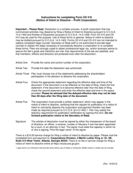 Form CD410 Notice of Intent to Dissolve - Georgia (United States)