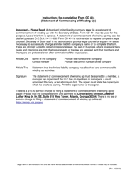 Form CD414 Statement of Commencement of Winding up - Georgia (United States)