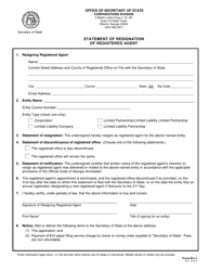 Form RA-1 Statement of Resignation of Registered Agent - Georgia (United States)