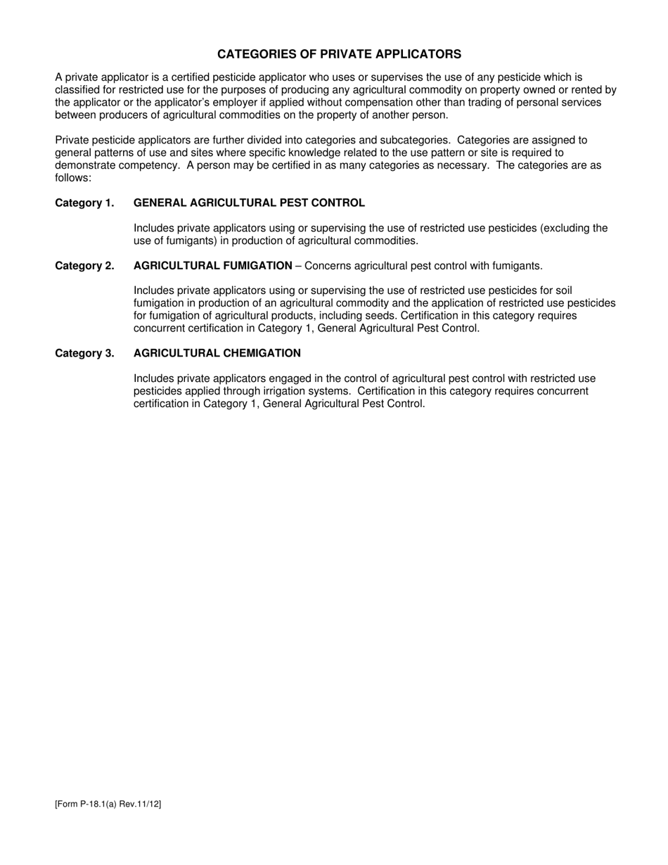 Form P-18.1 Application for Private Applicator Certification / Recertification - Hawaii, Page 2