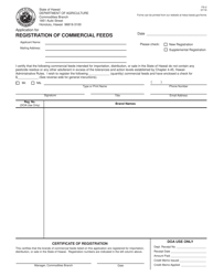 Form FS-2 Application for Registration of Commercial Feeds - Hawaii
