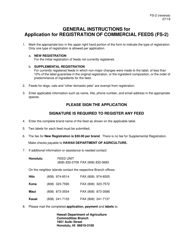 Form FS-2 Application for Registration of Commercial Feeds - Hawaii, Page 2