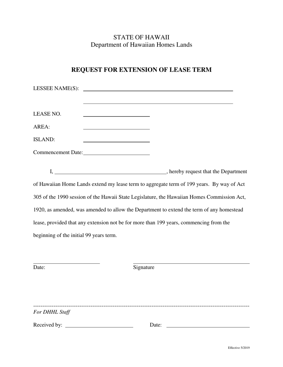 Request for Extension of Lease Term - Hawaii, Page 1