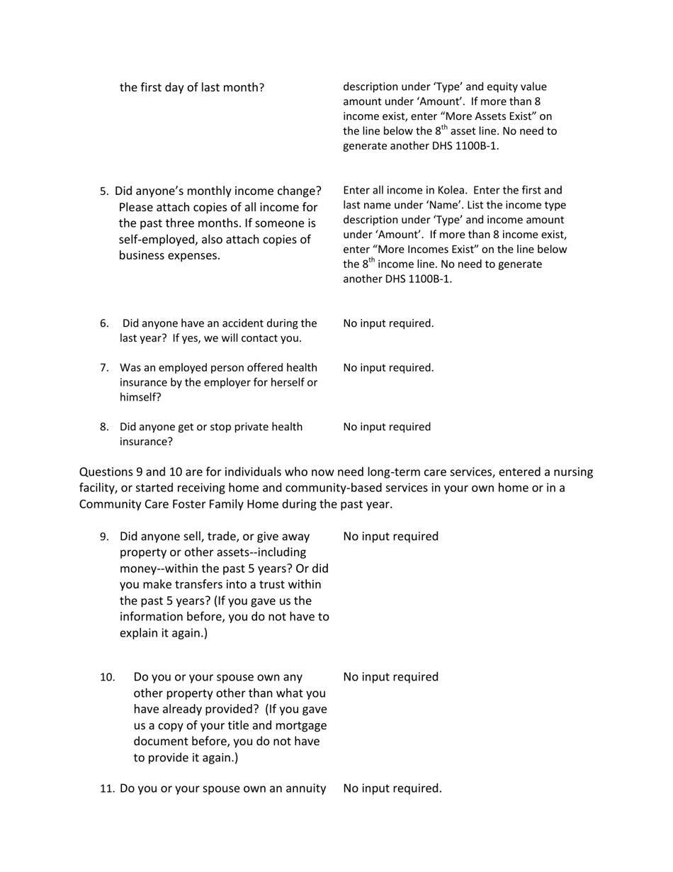 Download Instructions for Form DHS1100B-2 Medical Assistance Renewal ...