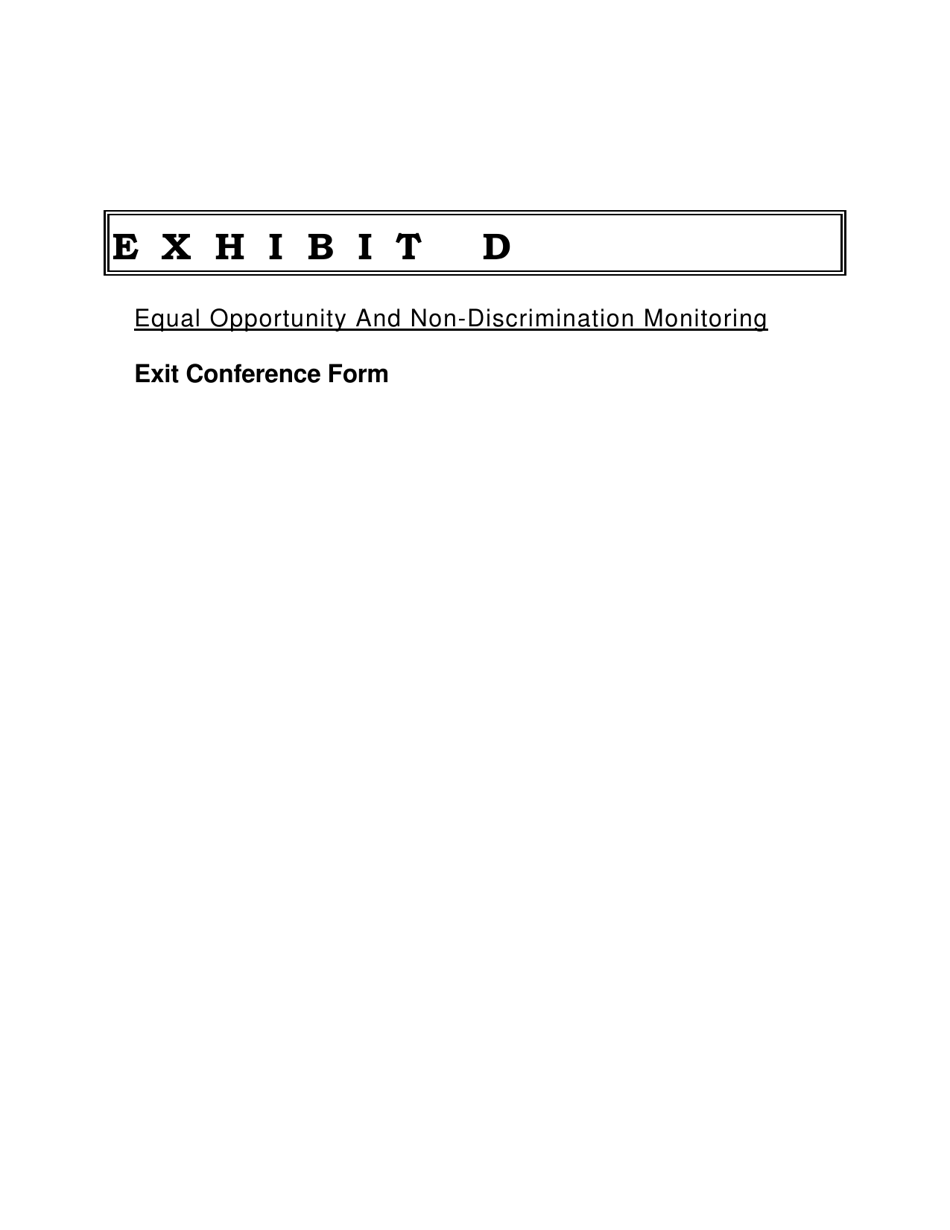 Exhibit D Exit Meeting / Exit Conference - Hawaii, Page 1