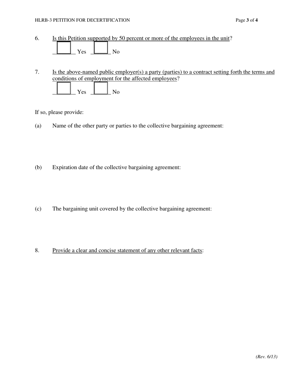 Form HLRB-3 Petition for Decertification - Hawaii, Page 3