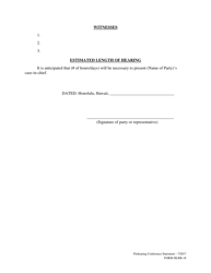 Form HLRB-18 Sample Format for Prehearing Conference Statement - Hawaii, Page 2