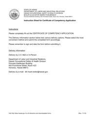 Certificate of Competency Application - Hawaii