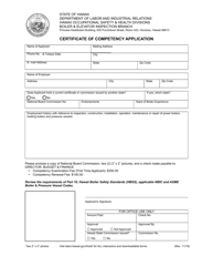 Certificate of Competency Application - Hawaii, Page 2