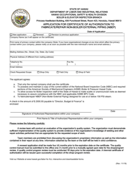 Application for Certificate of Authorization to Fabricate/Repair Non-boiler External Piping (Nbep) - Hawaii, Page 2
