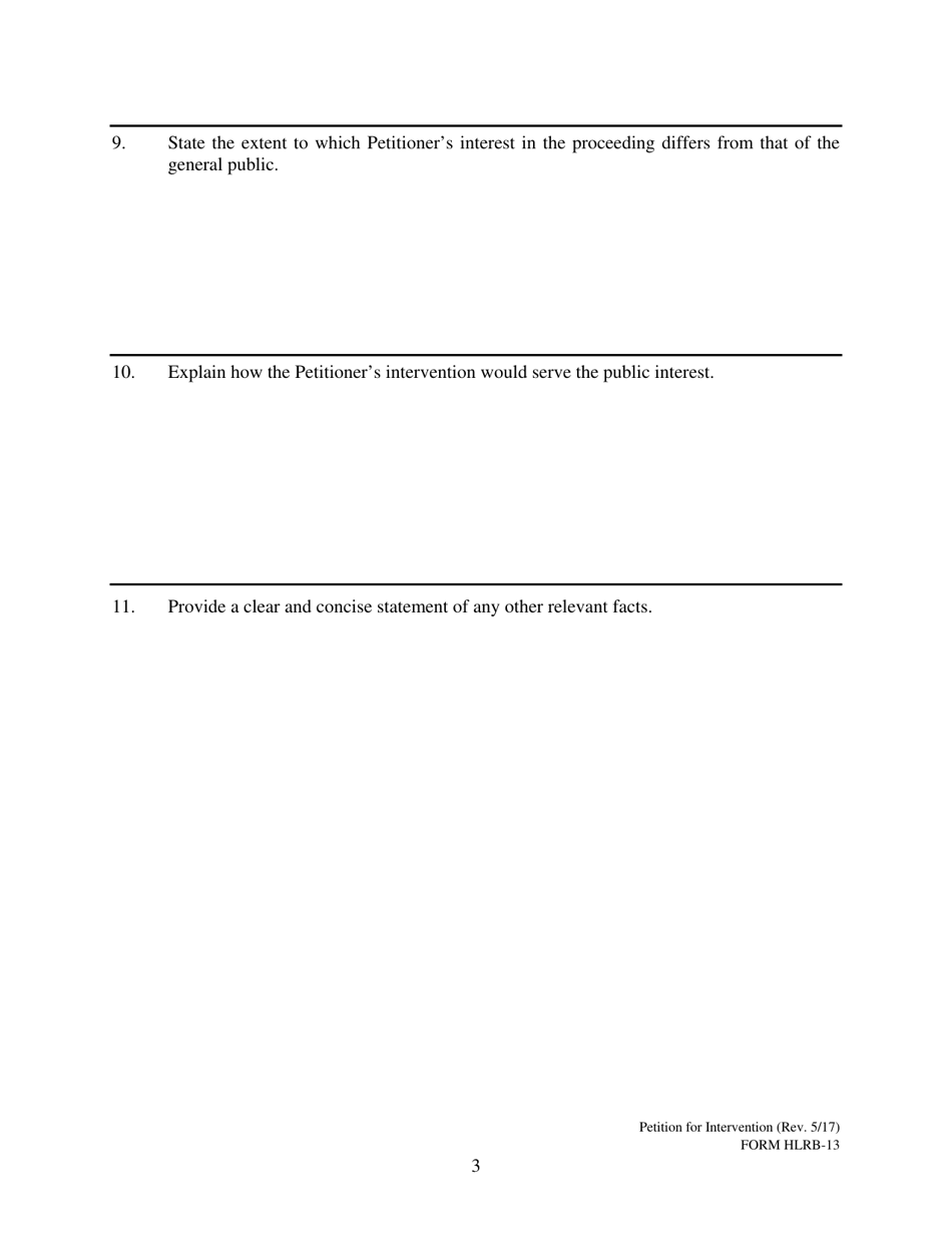 Form HLRB-13 Petition for Intervention - Hawaii, Page 3