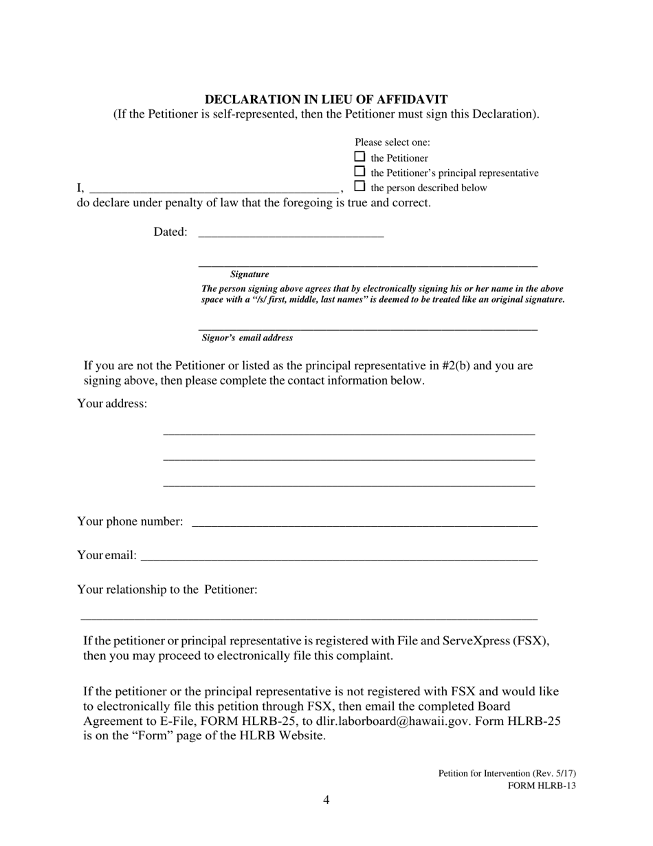 Form HLRB-13 Petition for Intervention - Hawaii, Page 4