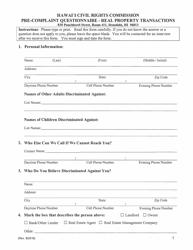 Hawaii Civil Rights Commission Pre-complaint Questionnaire - Real Property Transactions - Hawaii, Page 3