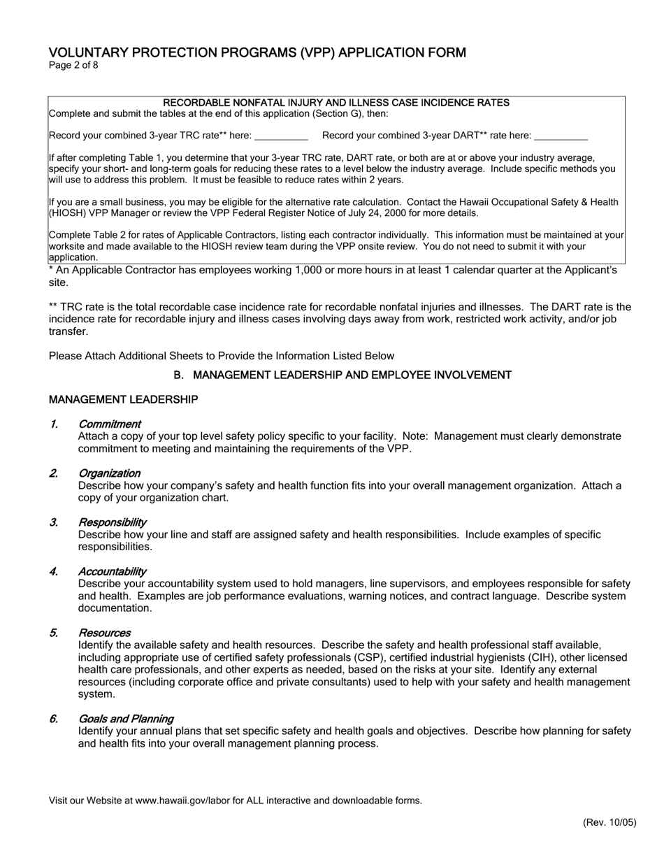 Voluntary Protection Programs (Vpp) Application Form - Hawaii, Page 3