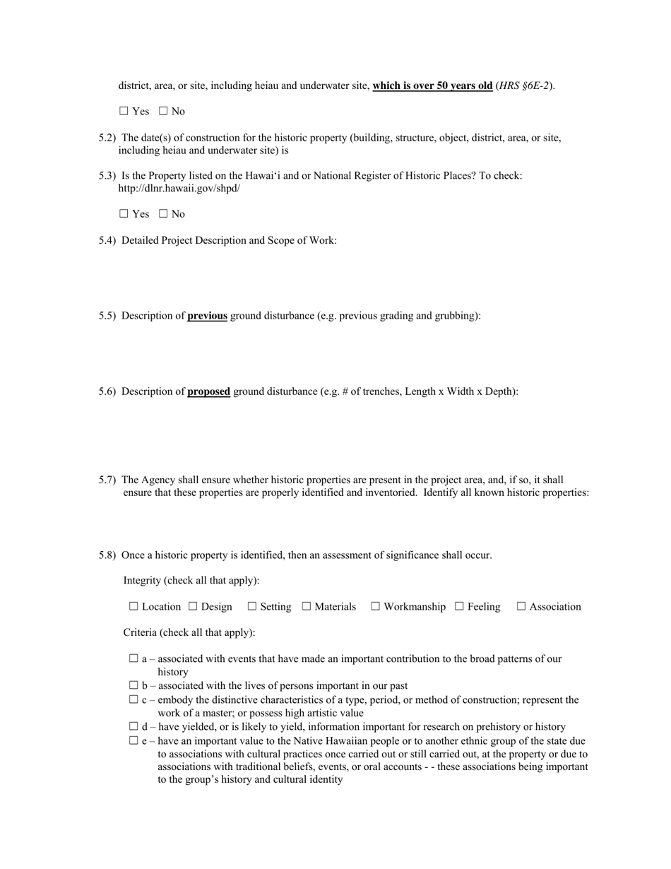 Hrs 6e Submittal Form - Hawaii, Page 2