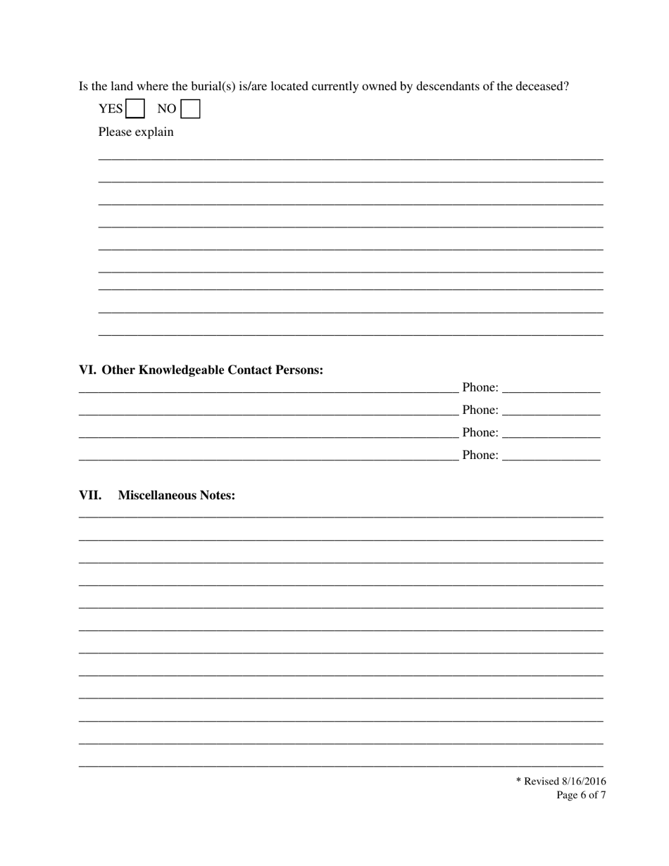 Burial Registration Form - Hawaii, Page 6