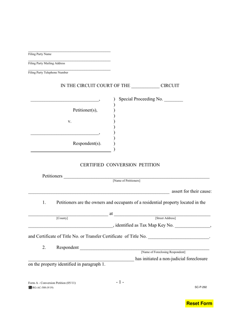 Form A (SC-P-292)  Printable Pdf