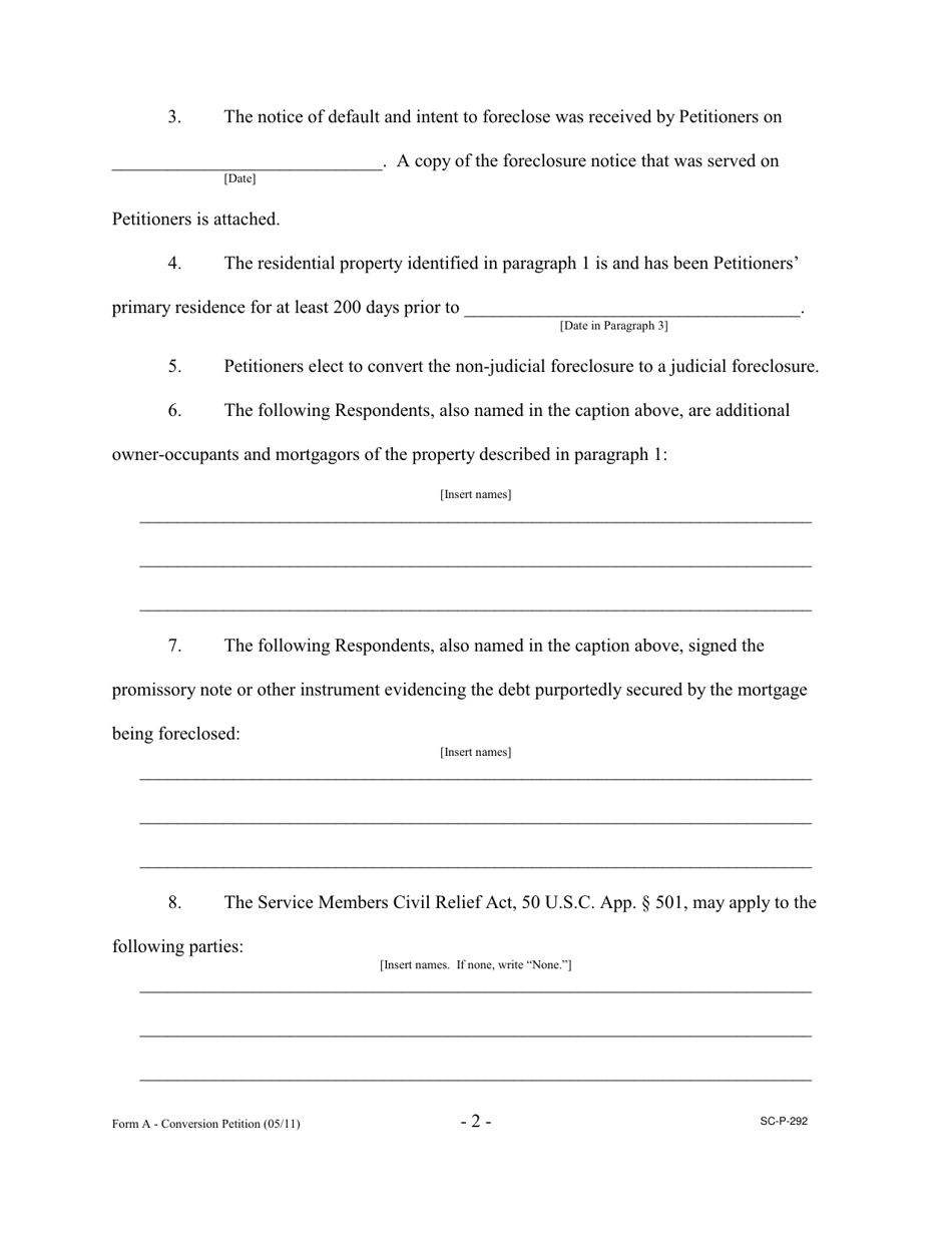 Form A (SC-P-292) Certified Conversion Petition - Hawaii, Page 2