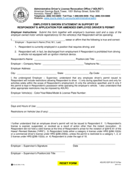 Document preview: Form DR-P073 Employer's Sworn Statement in Support of Respondent's Application for Amended Employee Driver's Permit - Hawaii