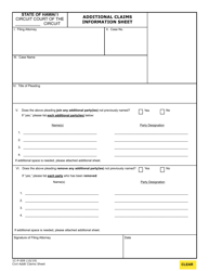 Form 1C-P-009 &quot;Additional Claims Information Sheet&quot; - Hawaii