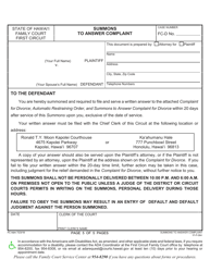 Form 1F-P-2039 Complaint for Divorce; Automatic Restraining Order; and Summons to Answer Complaint - Hawaii, Page 5