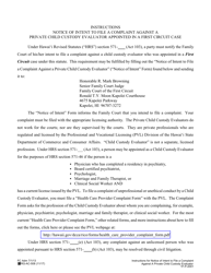Document preview: Instructions for Form 1F-P-2000 Notice of Intent to File a Complaint Against a Private Child Custody Evaluator - Hawaii