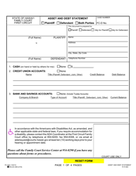 Document preview: Form 1F-P-063 Asset and Debt Statement - Hawaii